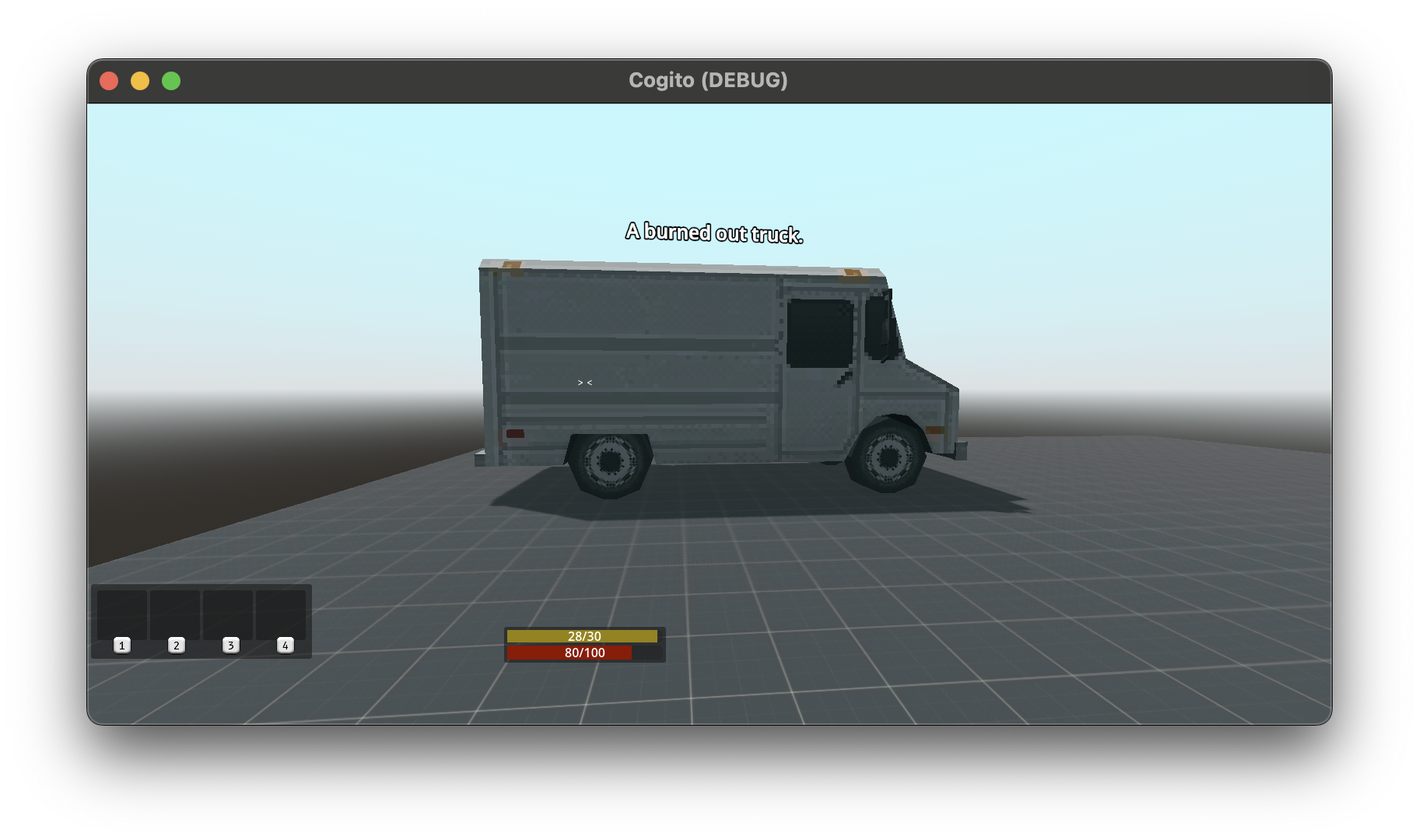 Burned out truck prototype, which is a simple van model, sadly not burned outt