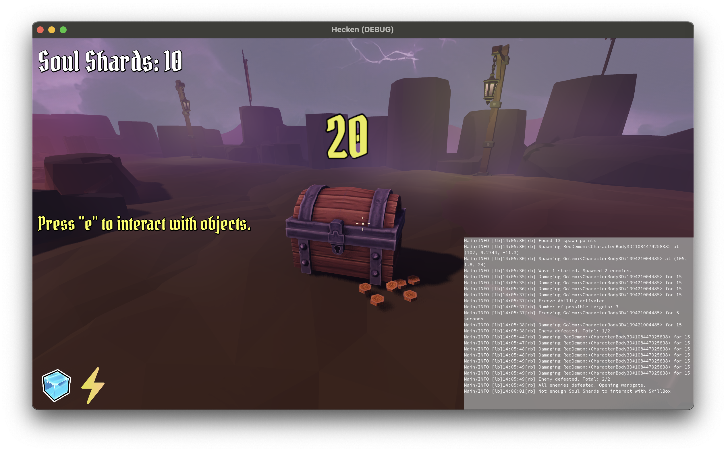 Toggle-able logging display, along with a custom Player logging level, allowing messages to be displayed to the player