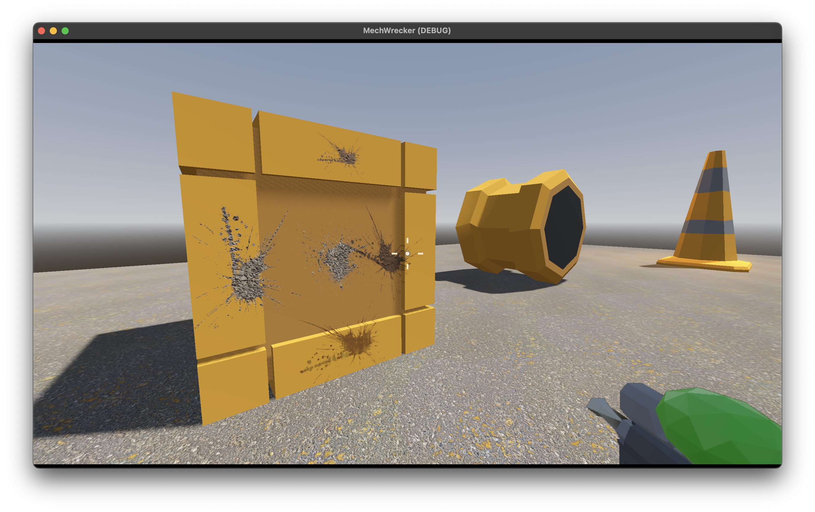 Model covered in decal based grime