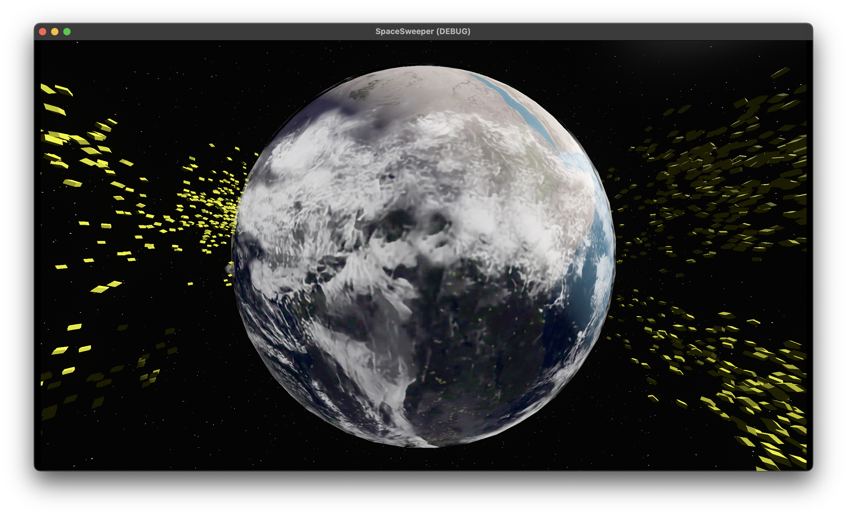 Initial Debris Field around Earth, now as Cubes