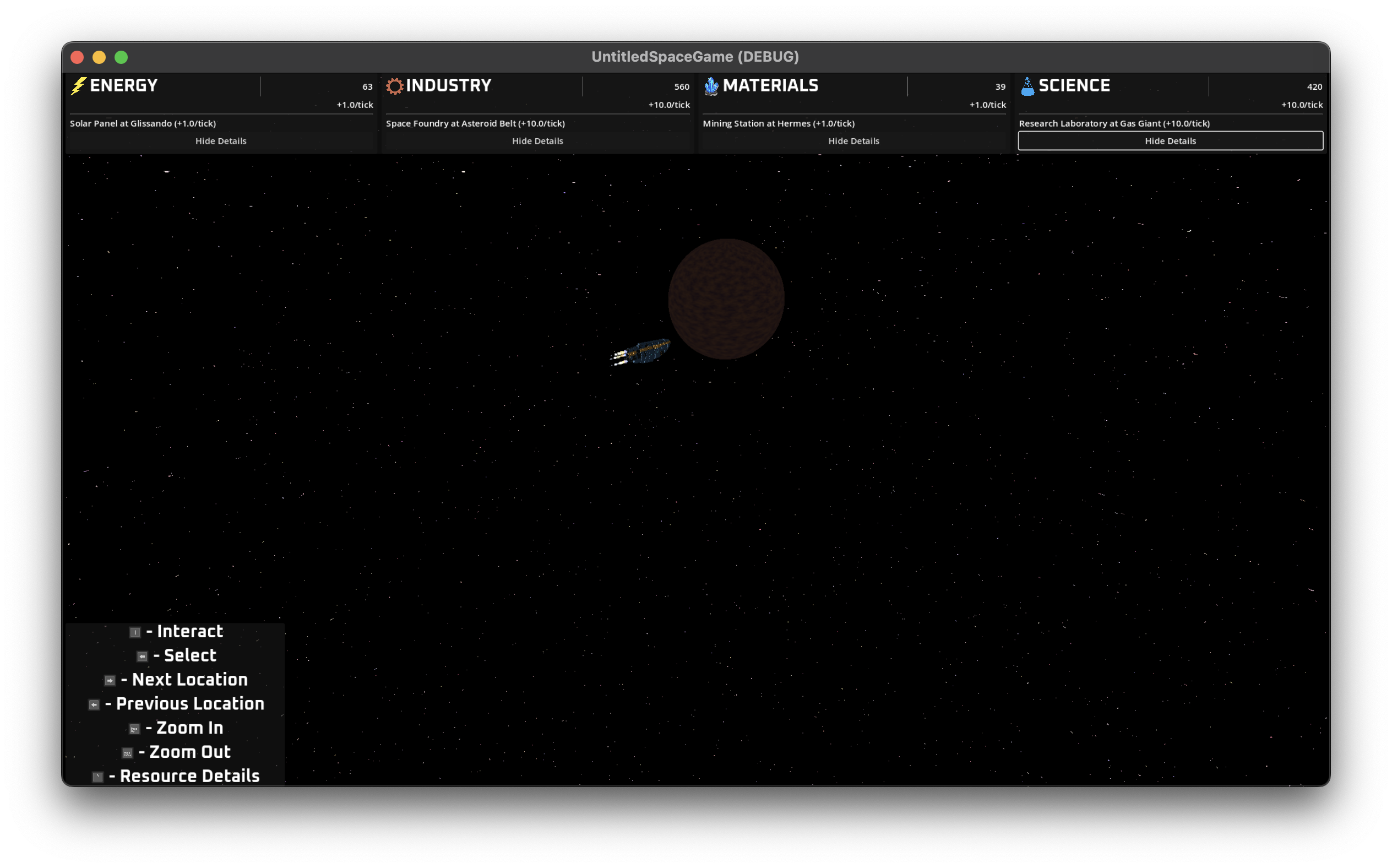 Resource generation display